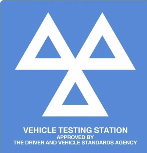 Vehicle testing station approved by the DVSA sign